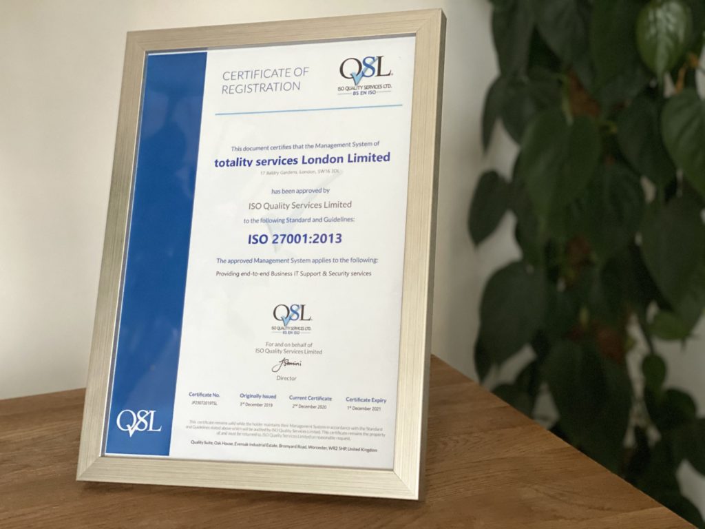 ISO 27001 certificate