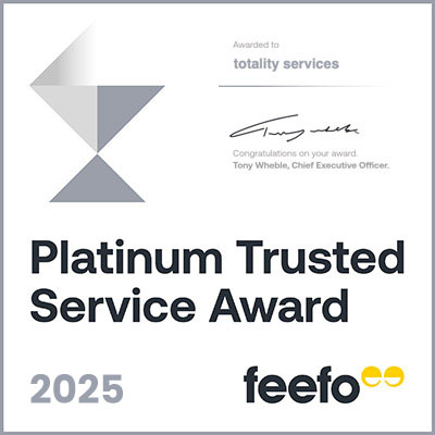 totality services Feefo Platinum Trusted Service Award Badge